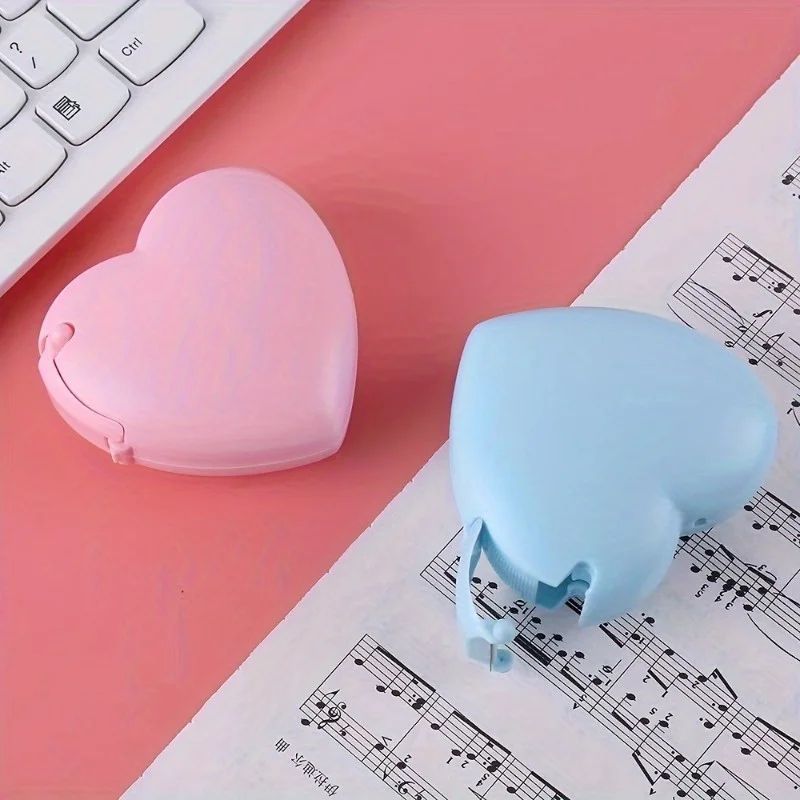 HeartShaped Portable Tape Dispenser With Invisible Tape Cute Desk School Tape Cutter 4