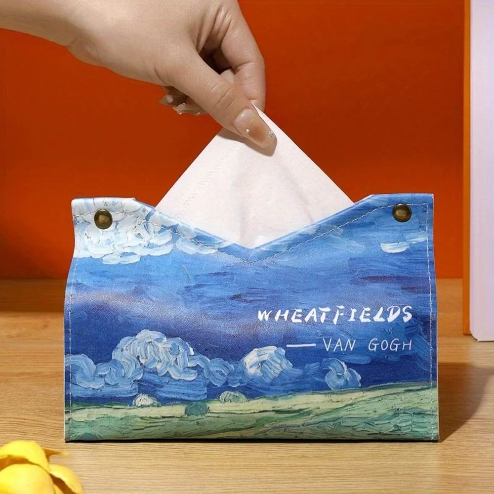 Moonlight Rose 3D Oil Painting Tissue Box Cover Faux Leather Luxury Tissue Box Holder For Home Ca 8
