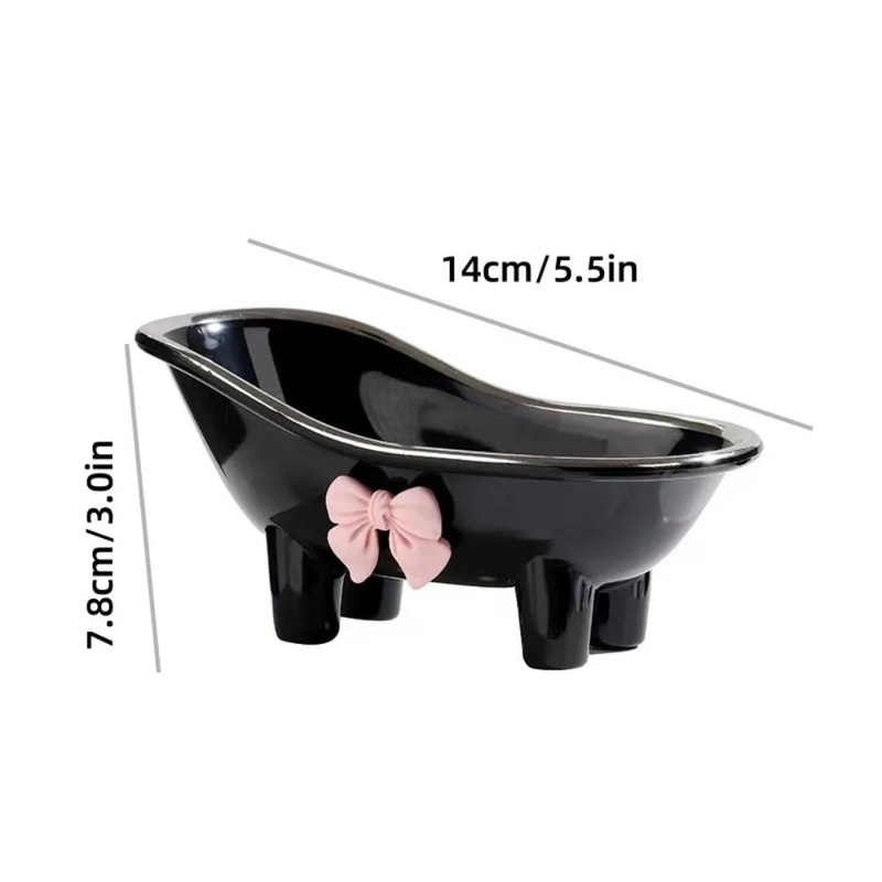 Mini Bathtub Soap Dish With Bow Draining Cute Soap Holder For Bathroom Countertop 2