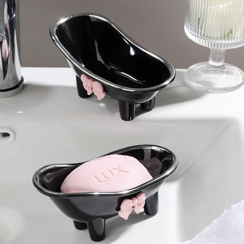 Mini Bathtub Soap Dish With Bow Draining Cute Soap Holder For Bathroom Countertop 3