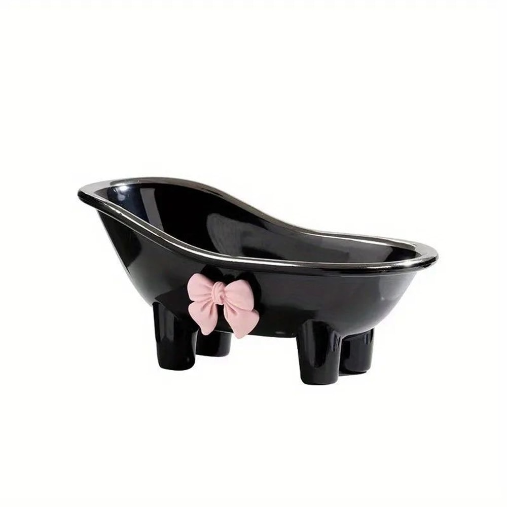 Mini Bathtub Soap Dish With Bow Draining Cute Soap Holder For Bathroom Countertop 6