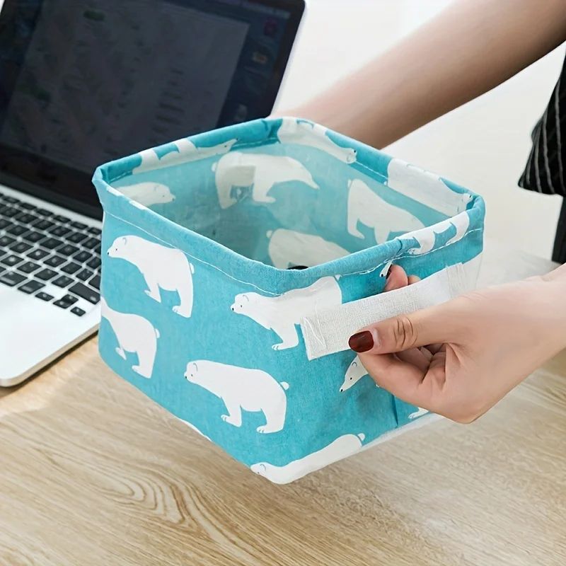 Collapsible Storage Basket With Handles Washable Foldable Storage Bin For Laundry Closet Shelves 3