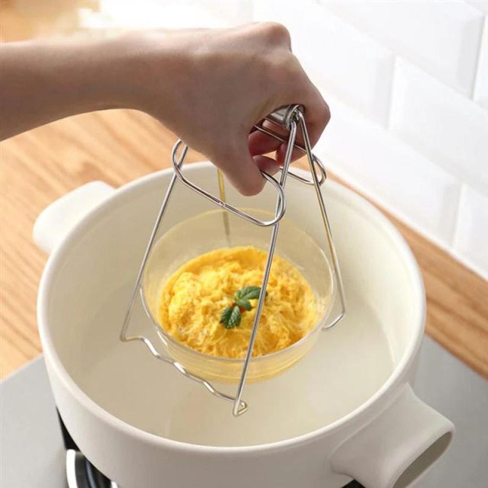 Stainless Steel Hot Plate Gripper Foldable AntiScald Bowl Plate Lifter Tongs 2