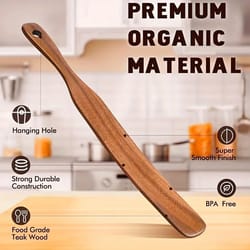 teak wood spatula for nonstick pans - smooth wooden cooking spatula for stirring, flipping & serving