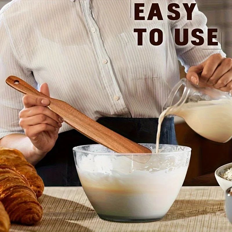 Teak Wood Spatula For Nonstick Pans Smooth Wooden Cooking Spatula For Stirring Flipping Serving 3