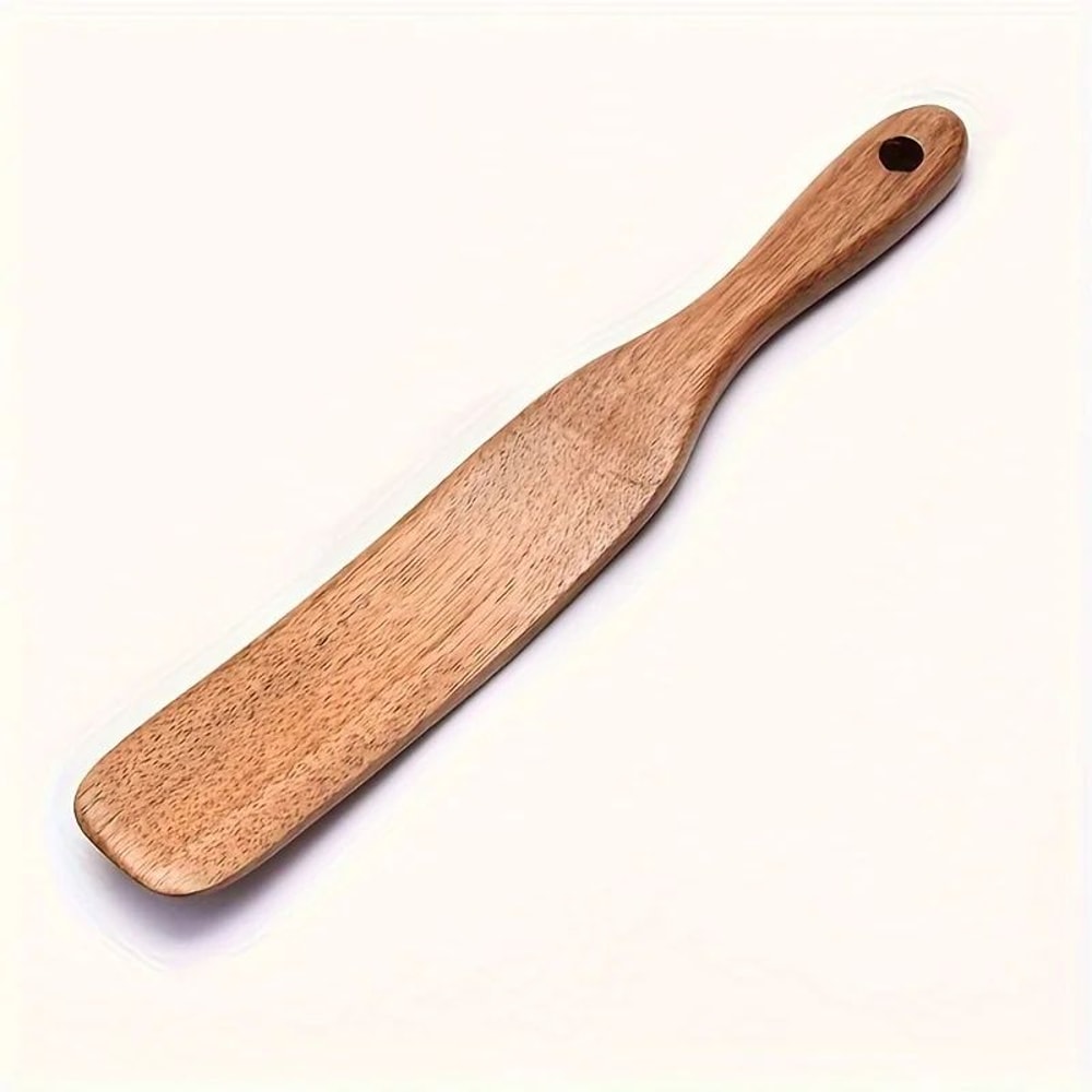 Teak Wood Spatula For Nonstick Pans Smooth Wooden Cooking Spatula For Stirring Flipping Serving 5