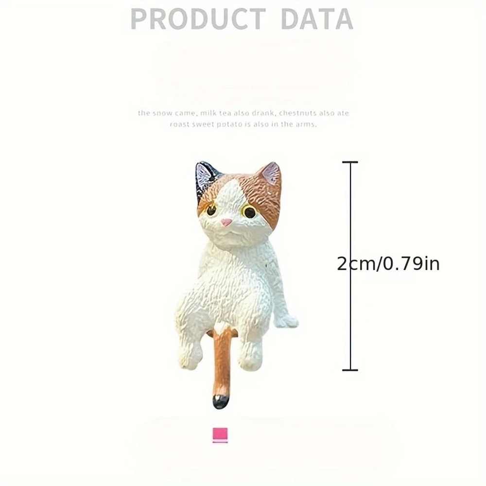 Sleepy Cat Car Ornament Set 4PCS Cute Cat Car Ornament For Car Dashboard Decor Rearview Mirror De 2