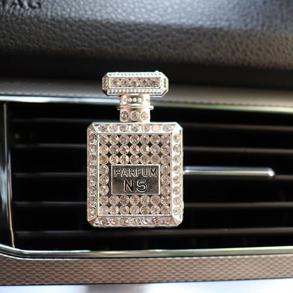 Diamond Crystal Perfume Bottle Vent Clip Elegant Car Vent Air Freshener Luxe Crystal Car Diffuser 1