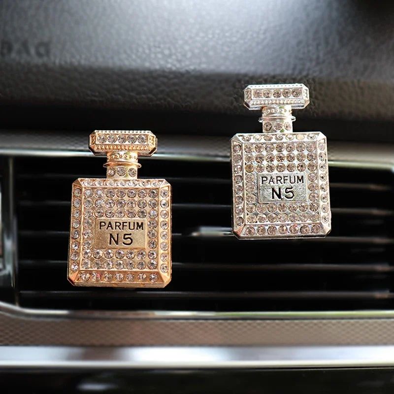 Diamond Crystal Perfume Bottle Vent Clip Elegant Car Vent Air Freshener Luxe Crystal Car Diffuser 2