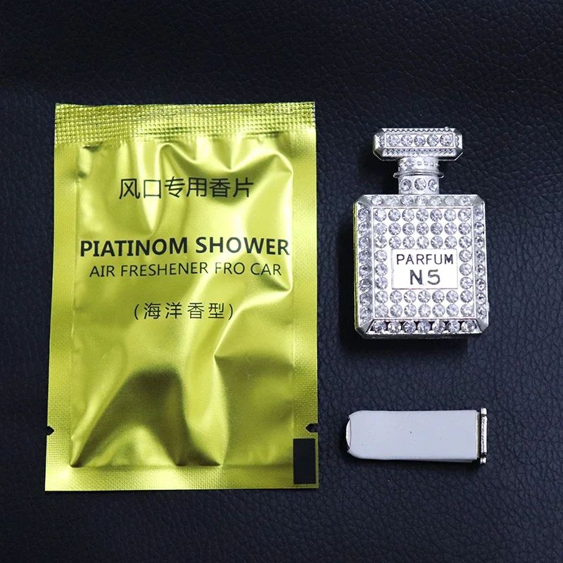 Diamond Crystal Perfume Bottle Vent Clip Elegant Car Vent Air Freshener Luxe Crystal Car Diffuser 5