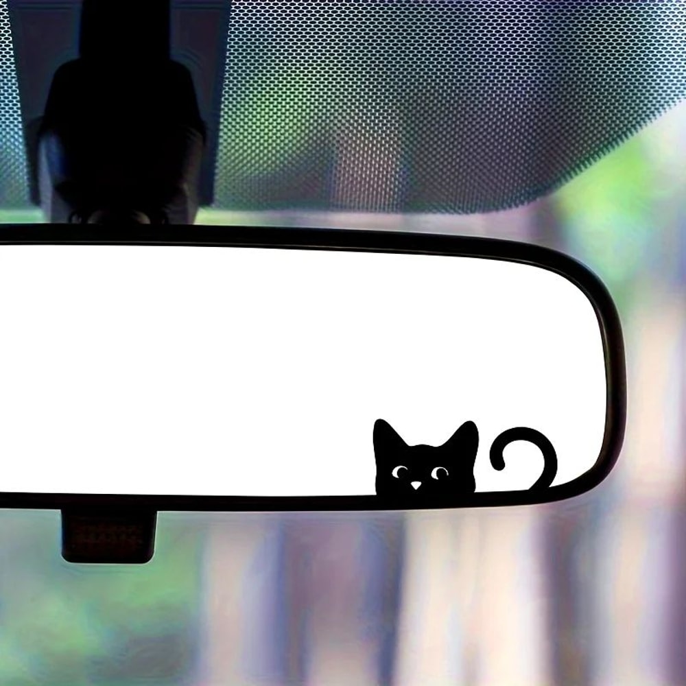 Peeking Cat Car Mirror Stickers 4Pack Waterproof Vinyl Funny Decals For Rearview Mirrors Windows 0