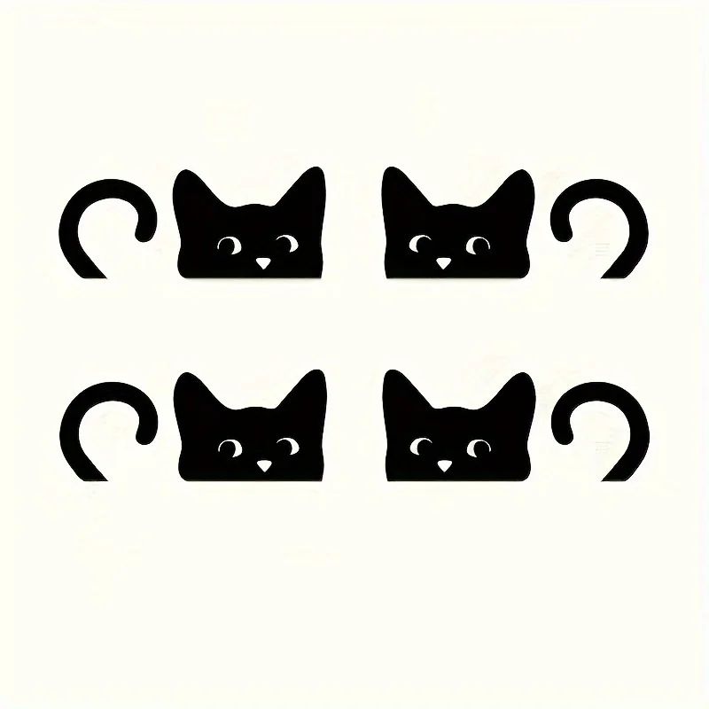 Peeking Cat Car Mirror Stickers 4Pack Waterproof Vinyl Funny Decals For Rearview Mirrors Windows 5