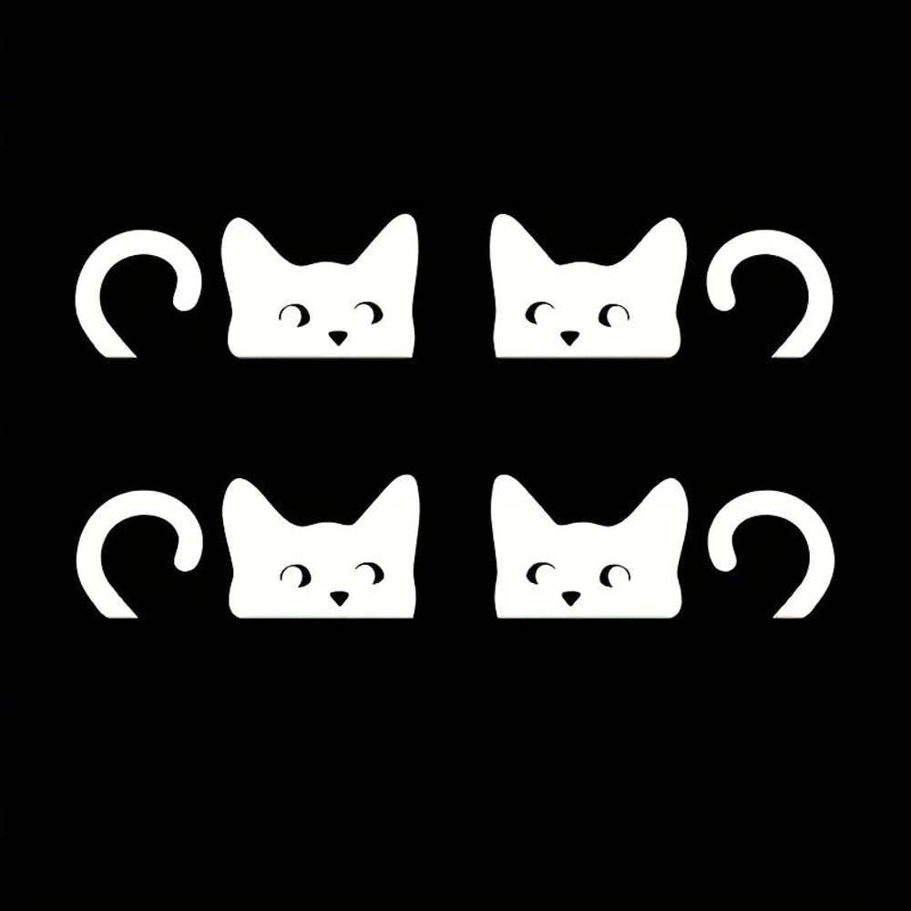 Peeking Cat Car Mirror Stickers 4Pack Waterproof Vinyl Funny Decals For Rearview Mirrors Windows 6