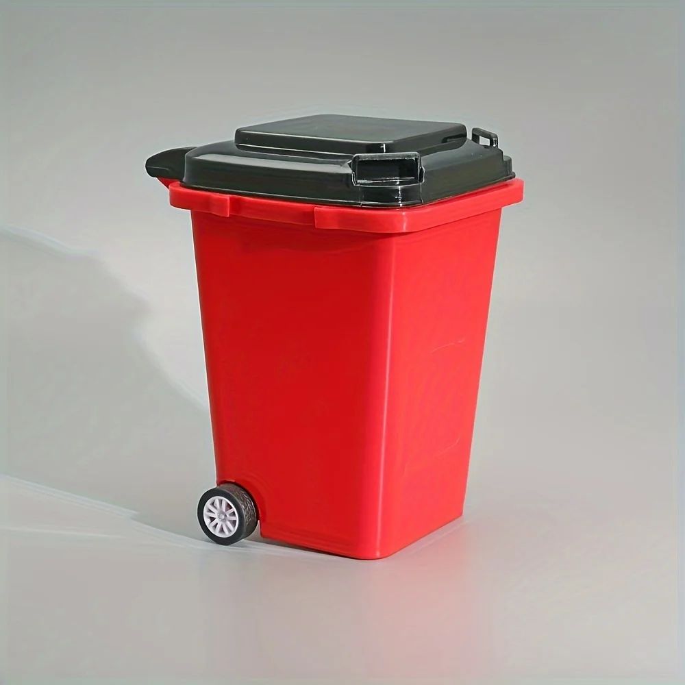 Portable Mini Desk Trash Bin With Pen Holder Compact Office Desk Organizer Desktop Storage Cup 9