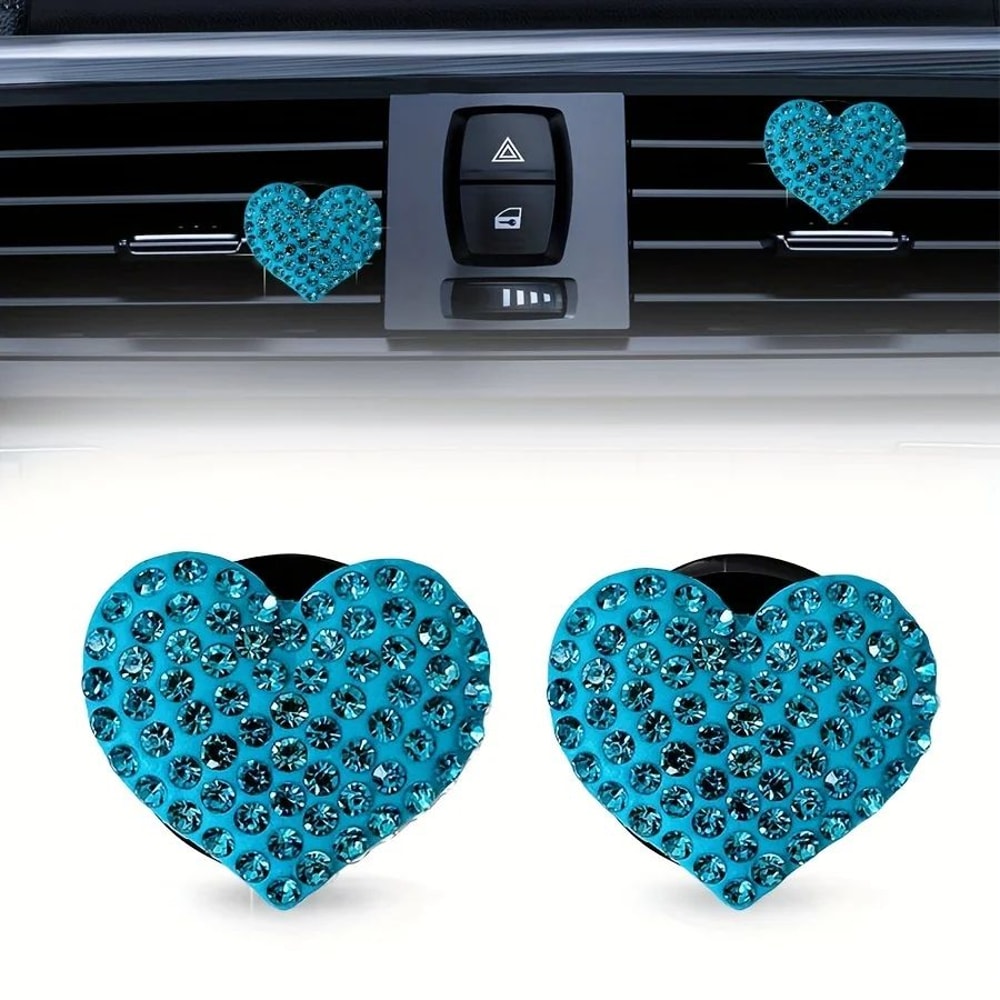 Heart Rhinestone Aromatherapy Vent Clip Set Car Air Vent Air Freshener Clip Diamond Car Interior D 5