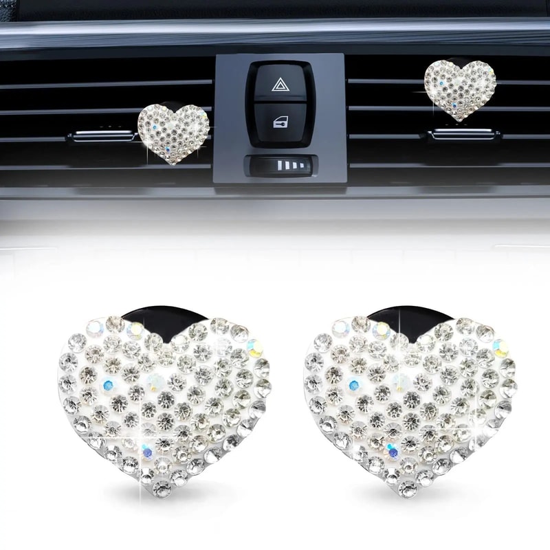Heart Rhinestone Aromatherapy Vent Clip Set Car Air Vent Air Freshener Clip Diamond Car Interior D 9
