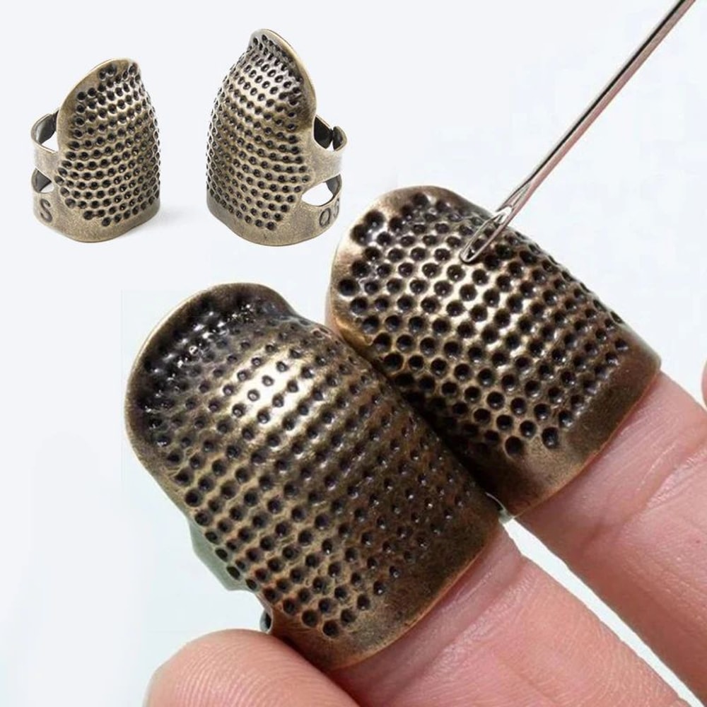 Vintage Adjustable Sewing Thimble Ring Finger Protector For Sewing Embroidery Hand Stitching 0
