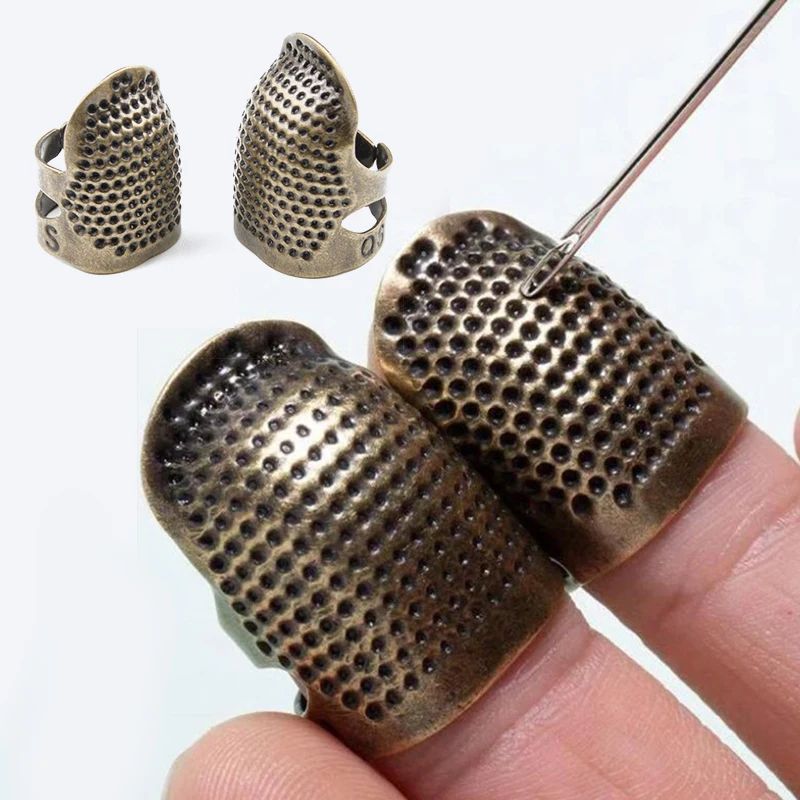 Vintage Adjustable Sewing Thimble Ring Finger Protector For Sewing Embroidery Hand Stitching 0