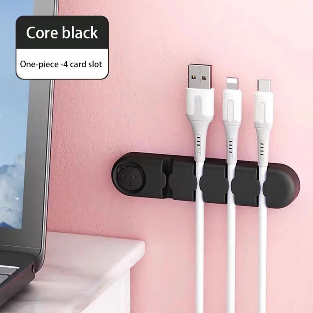 Soft Silicone Desktop Cable Organizer 4Hole Cable Holder For Desk Cable Management 7