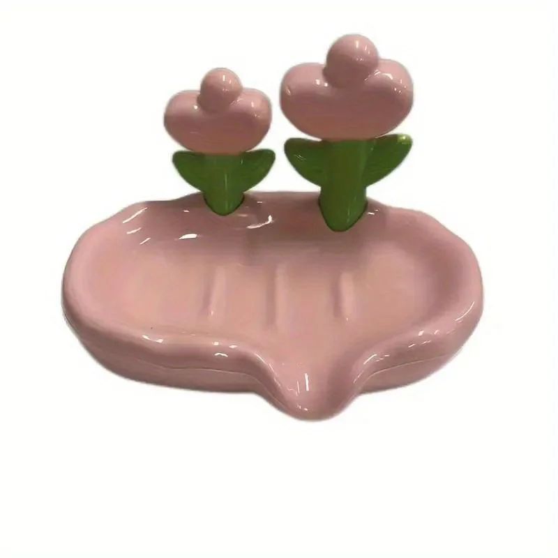 Floral SelfDraining Soap Dish NoDrill Wall Mounted Soap Holder For Bathroom Kitchen 1