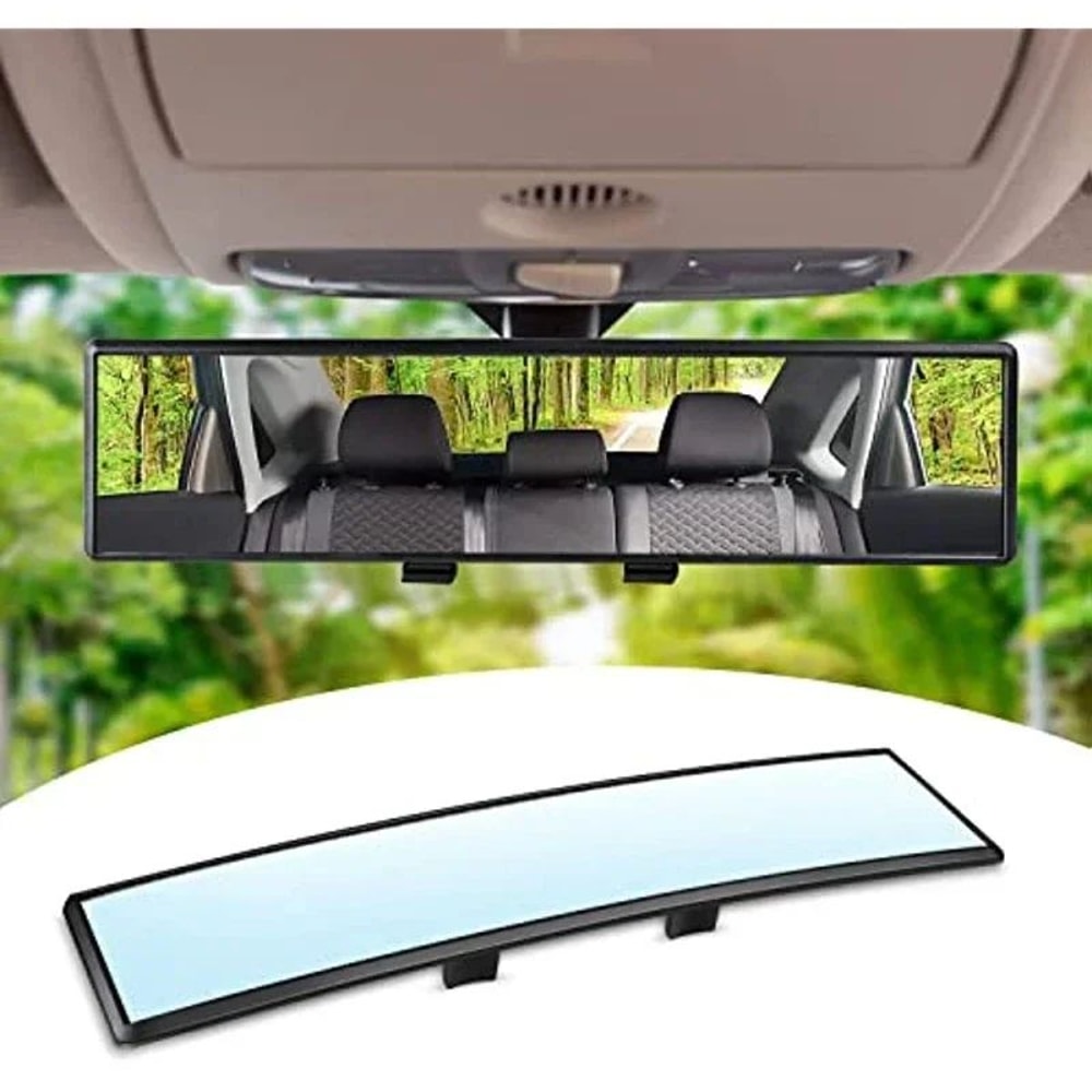 Panoramic Wide Angle ClipOn Rearview Mirror White AntiGlare BlindSpot Reducing Interior Mirror 0