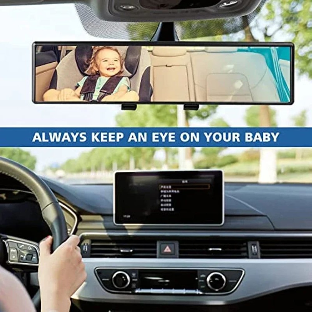 Panoramic Wide Angle ClipOn Rearview Mirror White AntiGlare BlindSpot Reducing Interior Mirror 4