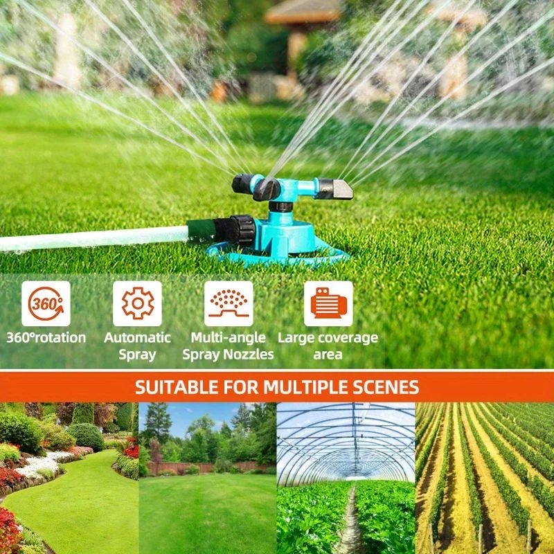 360 Automatic Rotating Lawn Sprinkler With Quick Connect Nozzle WideCoverage Garden Irrigation Spr 1