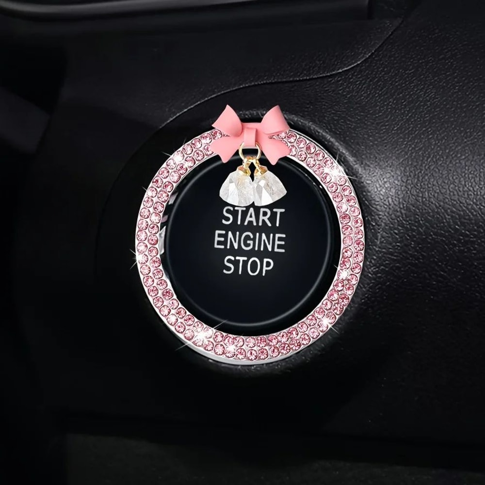 Rhinestone Car Start Button Cover Ring Push Start Button Sticker For Scratch Protection Luxury In 0
