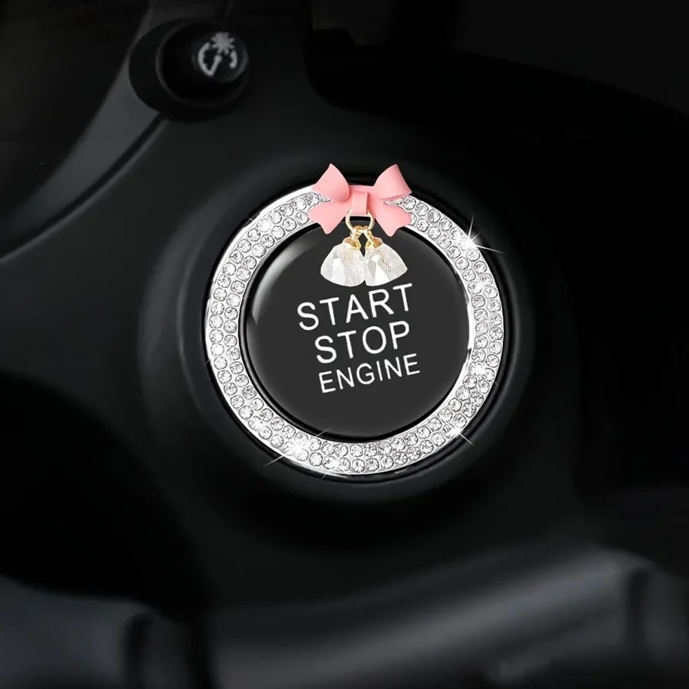 Rhinestone Car Start Button Cover Ring Push Start Button Sticker For Scratch Protection Luxury In 2