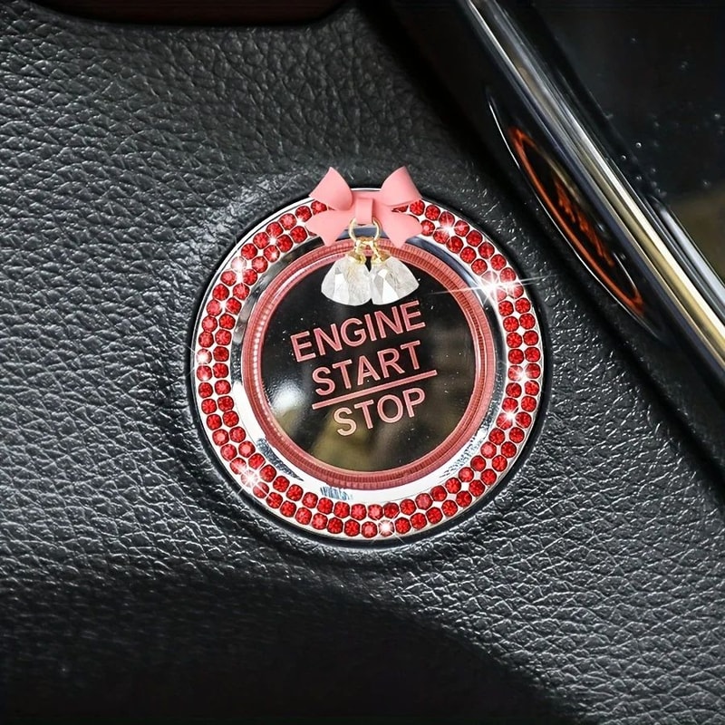 Rhinestone Car Start Button Cover Ring Push Start Button Sticker For Scratch Protection Luxury In 3