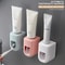 Automatic WallMount Toothpaste Dispenser With Toothbrush Holder Waterproof Bathroom Organizer 0