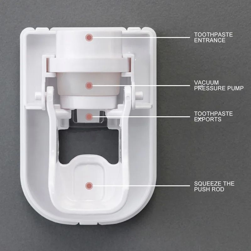 Automatic WallMount Toothpaste Dispenser With Toothbrush Holder Waterproof Bathroom Organizer 1