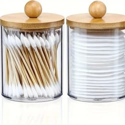 transparent acrylic cotton swab holder & cotton pad organizer with lid