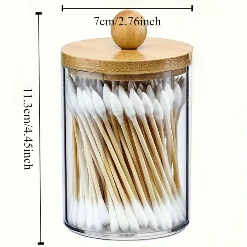 Transparent Acrylic Cotton Swab Holder Cotton Pad Organizer With Lid 1