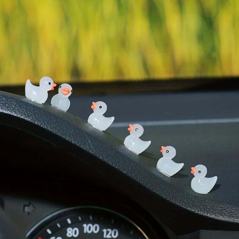 GlowintheDark Mini Duck Car Dashboard Ornaments 5Piece Cute Car Decor Set 0