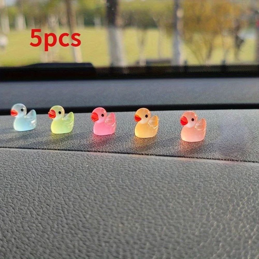 GlowintheDark Mini Duck Car Dashboard Ornaments 5Piece Cute Car Decor Set 4