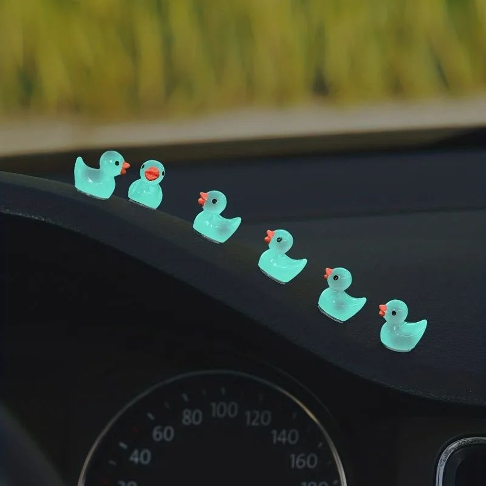 GlowintheDark Mini Duck Car Dashboard Ornaments 5Piece Cute Car Decor Set 5