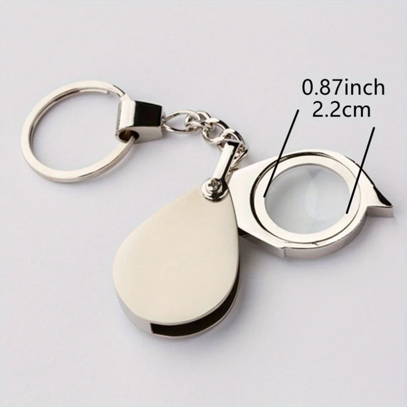 Metal Keychain Magnifying Glass Portable Folding Magnifier With HD Glass Lens 1