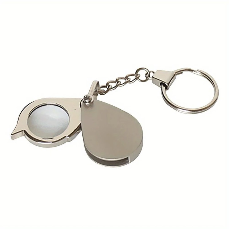 Metal Keychain Magnifying Glass Portable Folding Magnifier With HD Glass Lens 4