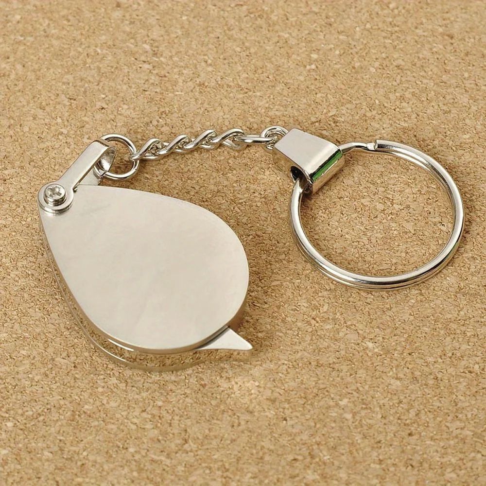 Metal Keychain Magnifying Glass Portable Folding Magnifier With HD Glass Lens 5