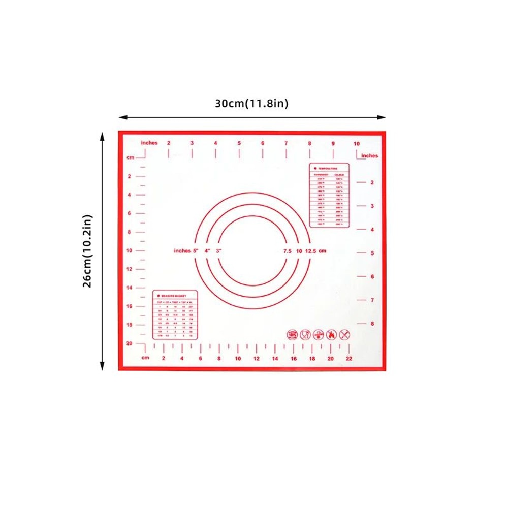ExtraThick Silicone Pastry Mat With Measurements NonStick Kneading Rolling Baking Mat With Scale 6