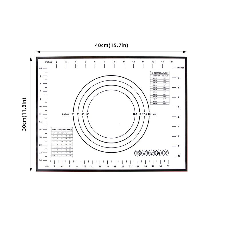 ExtraThick Silicone Pastry Mat With Measurements NonStick Kneading Rolling Baking Mat With Scale 9