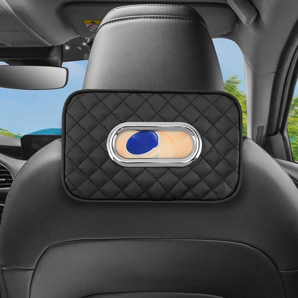 PU Leather Sun Visor Car Tissue Holder With Adjustable Straps SpaceSaving Car Tissue Holder For A 1