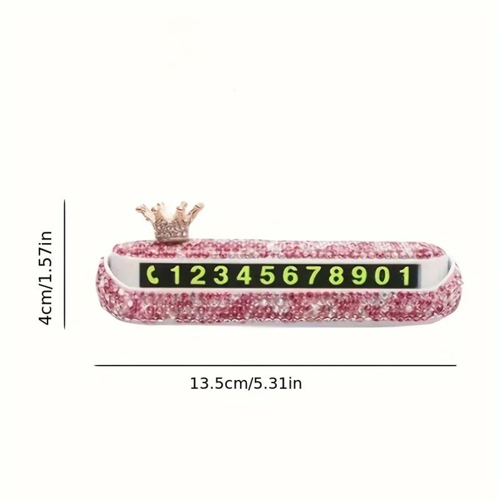 DiamondStudded Temporary Parking Phone Number Plate PrivacyFlip Dashboard Car Number Sign 1