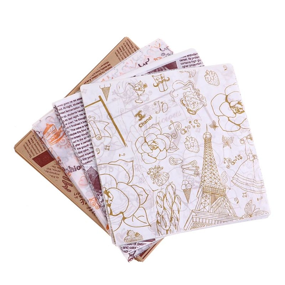 FoodGrade Oil Proof Paper Sheets 50pcs Bento Cake Box Liners Burger Wrapping Paper Greaseproof Ba 4