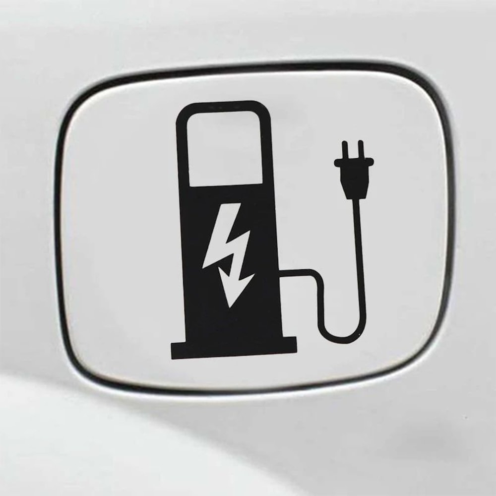 EV Battery Charger Funny Electric Vehicle Sticker Reflective EV Decal For Car Truck Charging Port 0