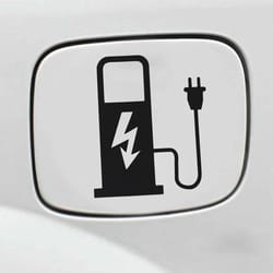 ev battery charger funny electric vehicle sticker – reflective ev decal for car, truck & charging port (4.7 x 3.9 in)
