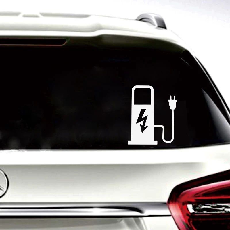 EV Battery Charger Funny Electric Vehicle Sticker Reflective EV Decal For Car Truck Charging Port 1