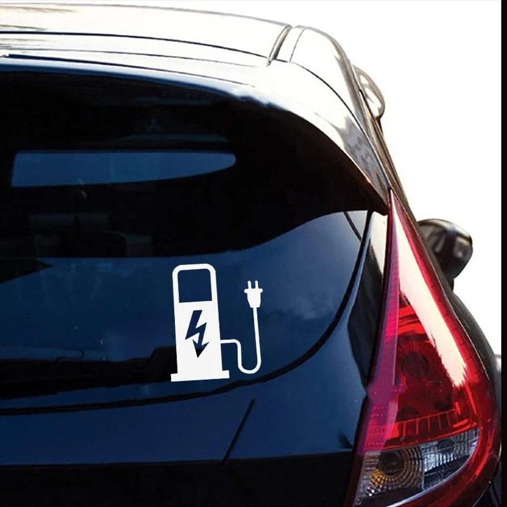 EV Battery Charger Funny Electric Vehicle Sticker Reflective EV Decal For Car Truck Charging Port 2