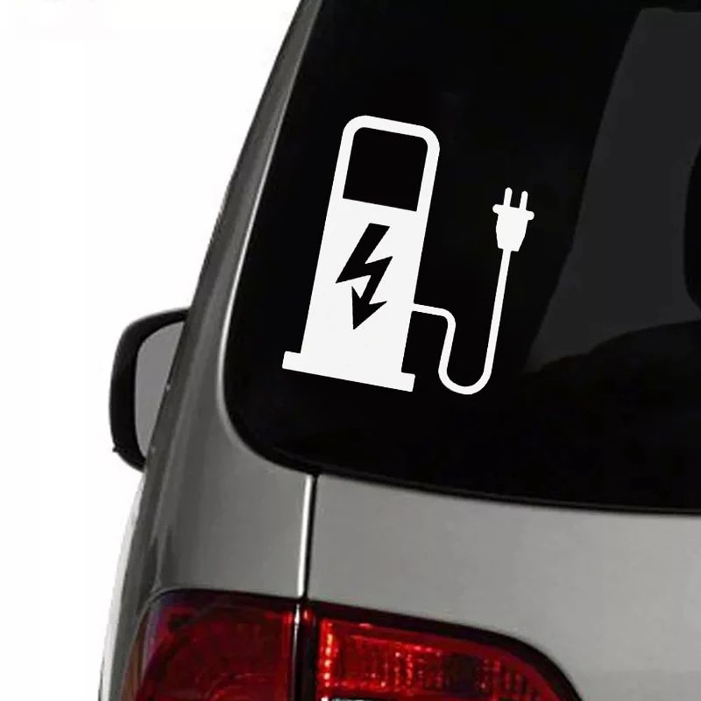 EV Battery Charger Funny Electric Vehicle Sticker Reflective EV Decal For Car Truck Charging Port 3